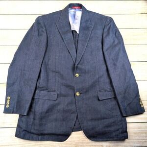 Pal Zileri Concept Mens Blue Hemp Linen Blazer Sport Coat IT 54 = US 44 chest